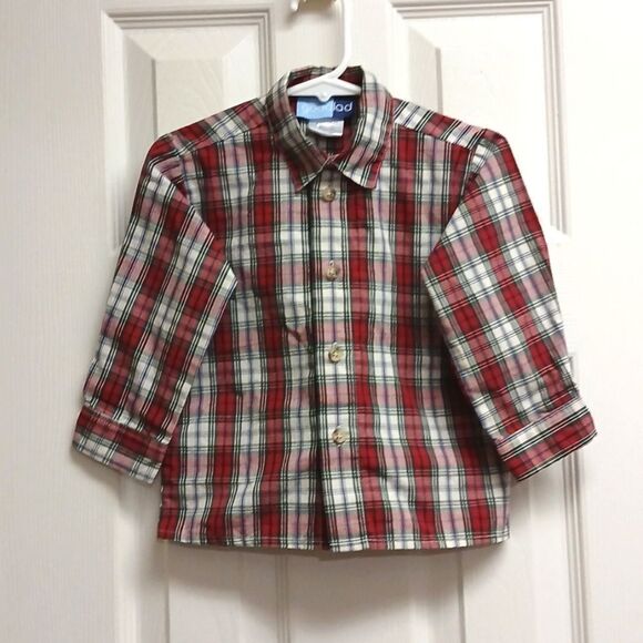 Good Lad Other - GOODLAD Boys Size 24M Red Checkered Button Down Dress Shirt